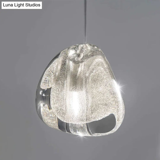 Modern Nordic Led Clear Bubble Glass Mini Pendant Light - Round Stair Hanging Lamp 1 /