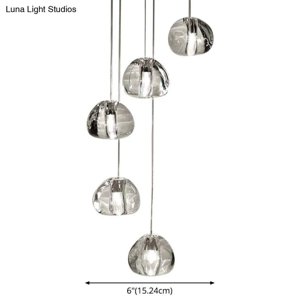 Bubble Glass Mini Pendant Light - Modern Nordic Design Led Round Stair Hanging Lamp