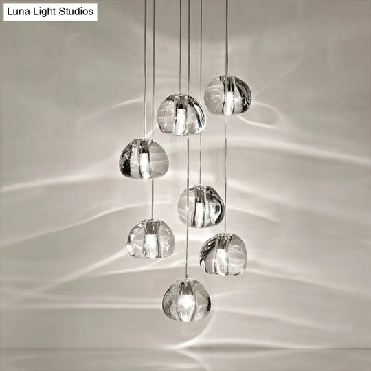 Modern Nordic Led Clear Bubble Glass Mini Pendant Light - Round Stair Hanging Lamp