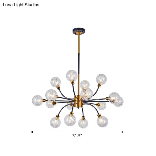 Bubble Suspended Lighting: Contemporary Glass Chandelier With 12/16-Lights And Elegant Curvy Arm In