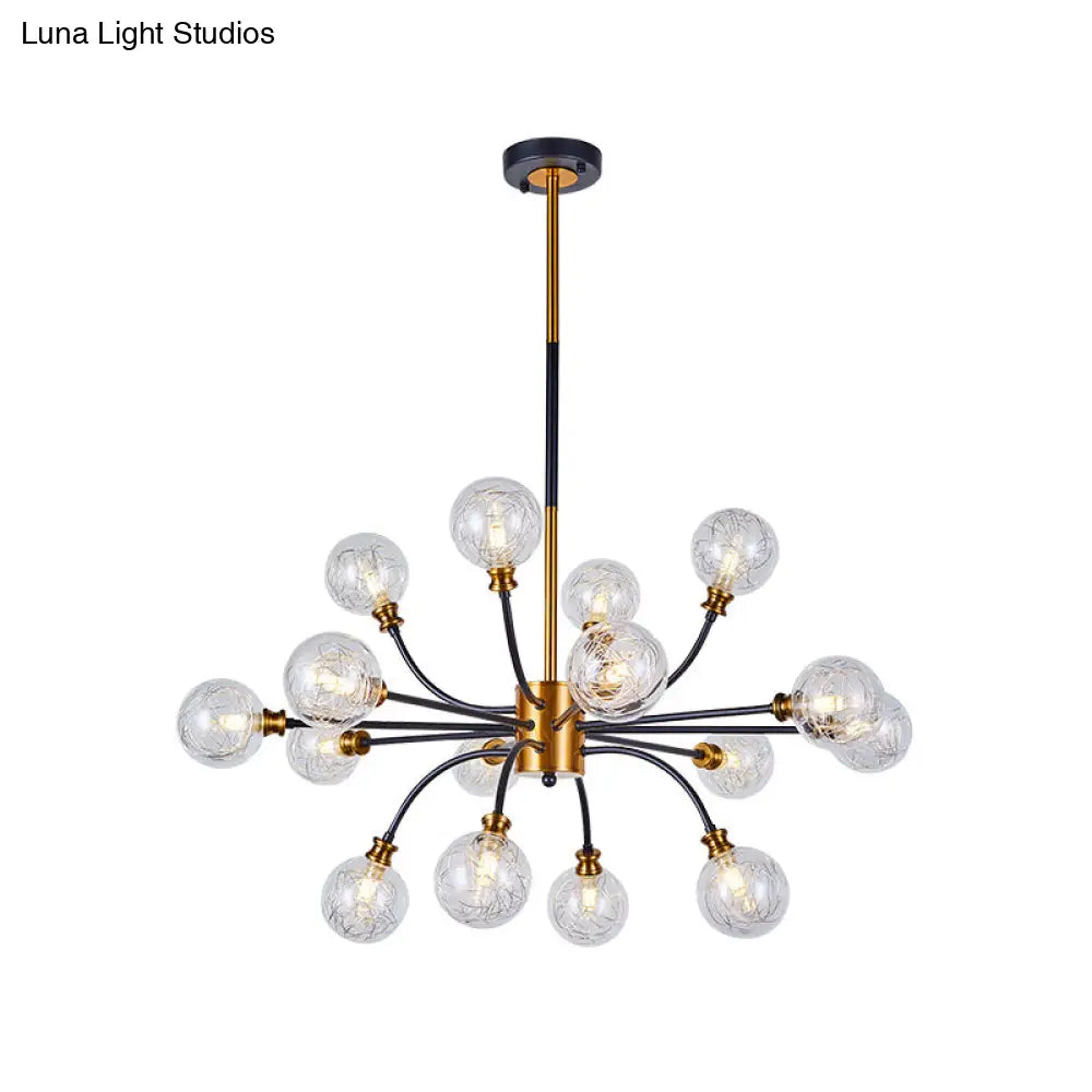 Bubble Suspended Lighting: Contemporary Glass Chandelier With 12/16-Lights And Elegant Curvy Arm In