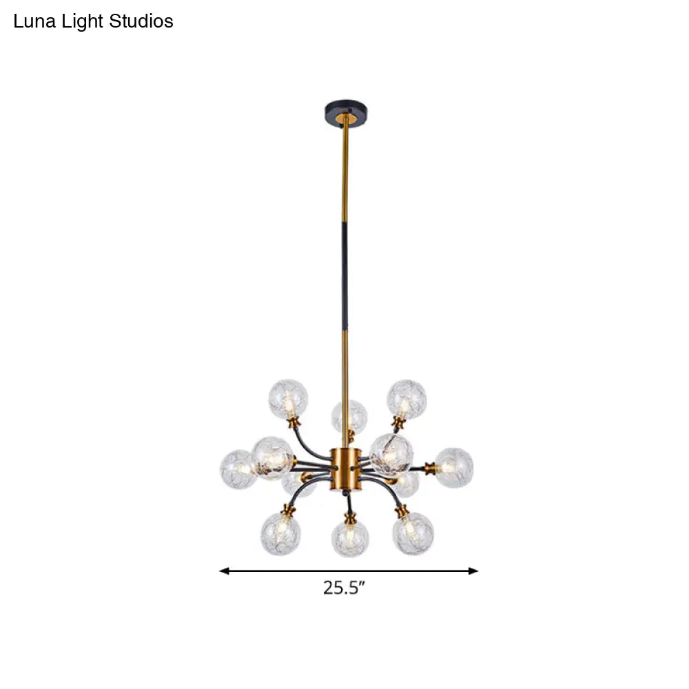 Bubble Suspended Lighting: Contemporary Glass Chandelier With 12/16-Lights And Elegant Curvy Arm In