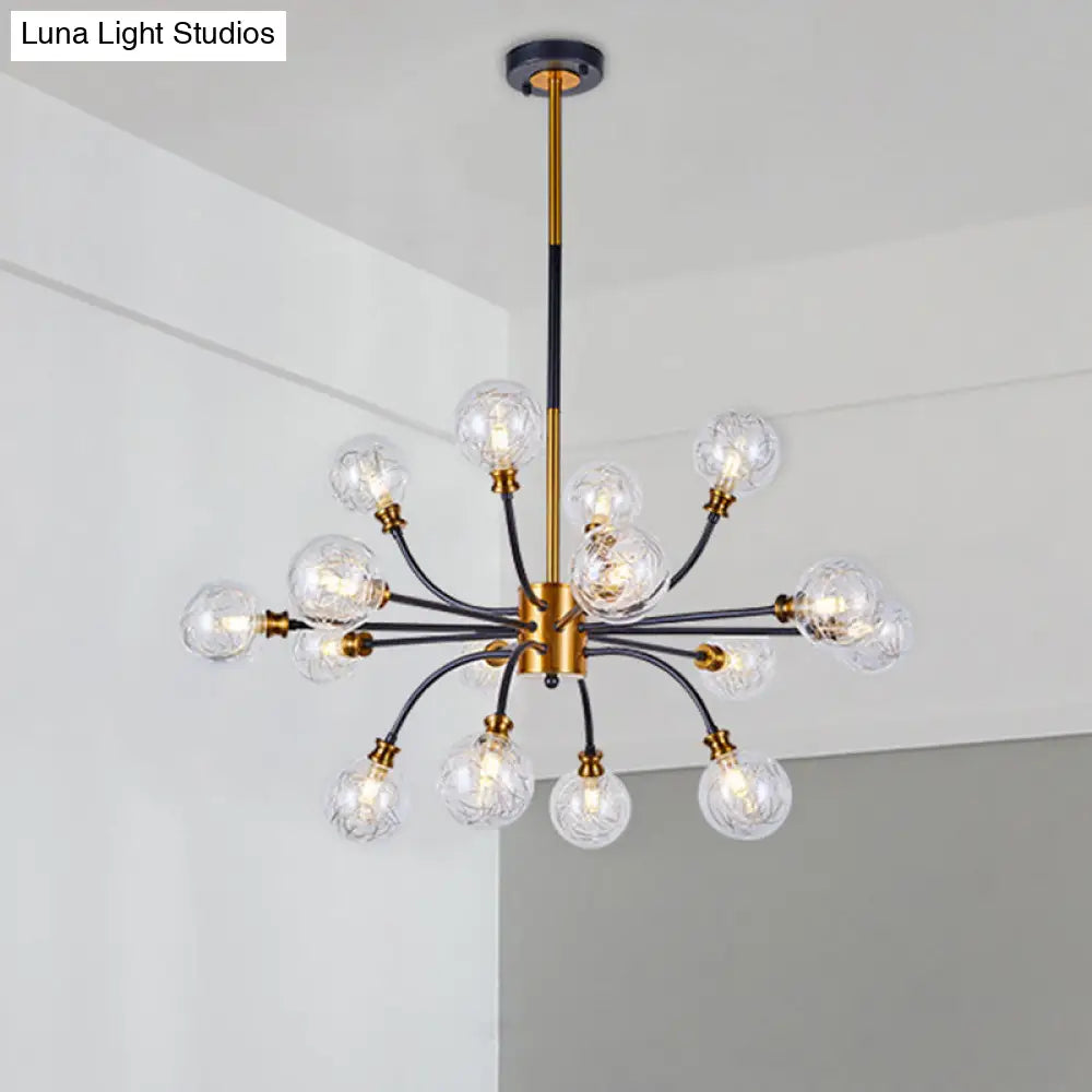 Bubble Suspended Lighting: Contemporary Glass Chandelier With 12/16-Lights And Elegant Curvy Arm In