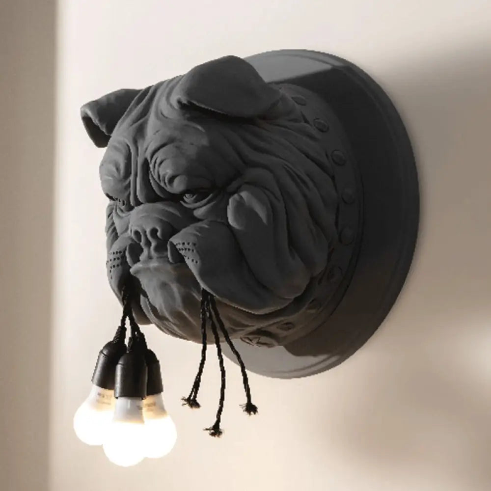 Bulldog Wall Light Nordic Resin Bathroom Sconce With 3 Heads - Stylish Lighting Fixture Black