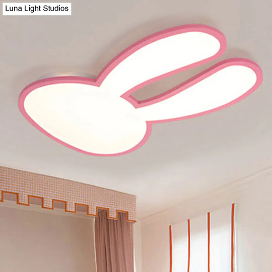Bunny Ceiling Lamp For Baby Girls Room - Acrylic Led Mount Light With Eye-Care Technology Pink /