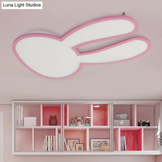 Bunny Ceiling Lamp For Baby Girls Room - Acrylic Led Mount Light With Eye-Care Technology