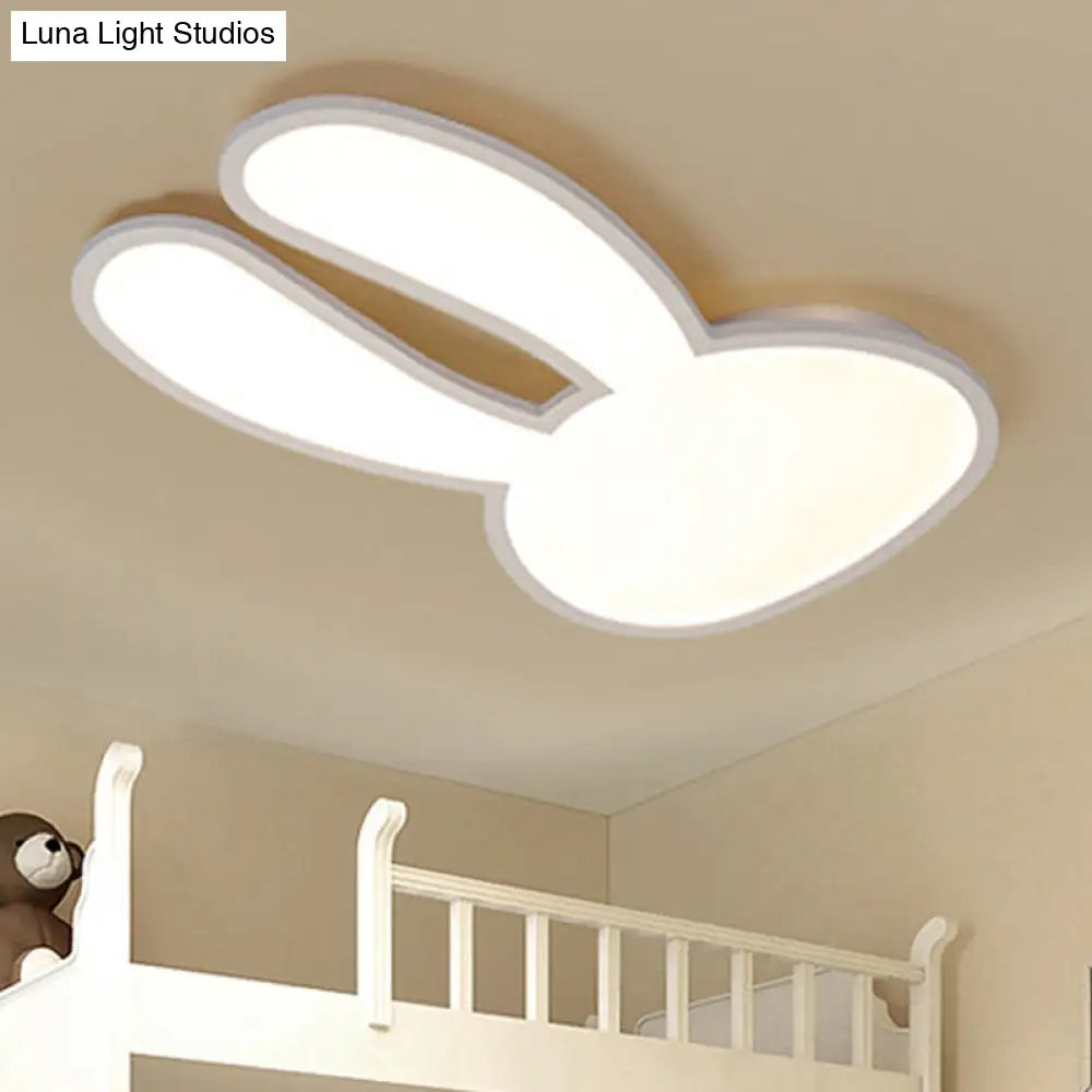 Bunny Ceiling Lamp For Baby Girls Room - Acrylic Led Mount Light With Eye-Care Technology