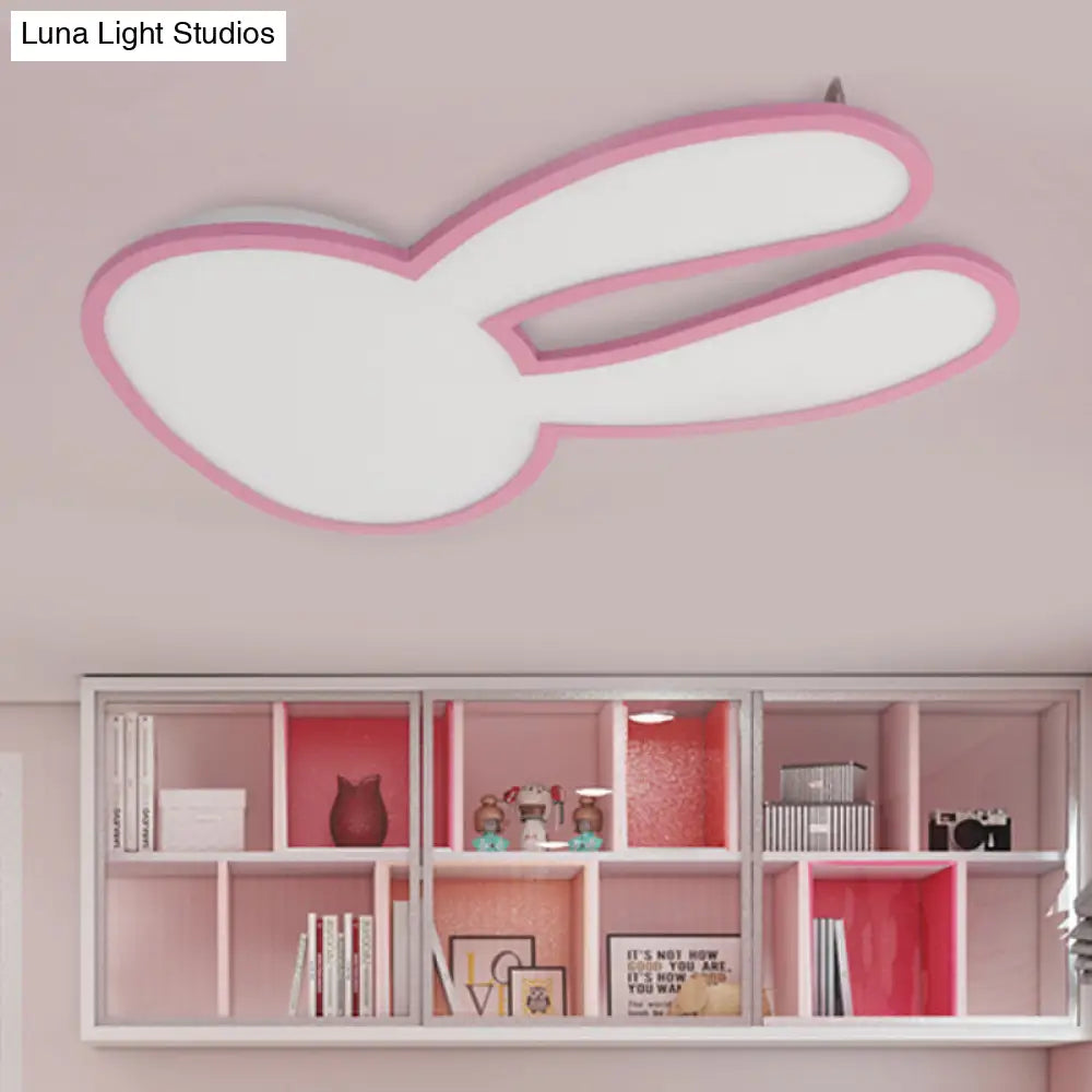 Bunny Ceiling Lamp For Baby Girl’s Room - Acrylic Led Mount Light With Eye-Care Technology