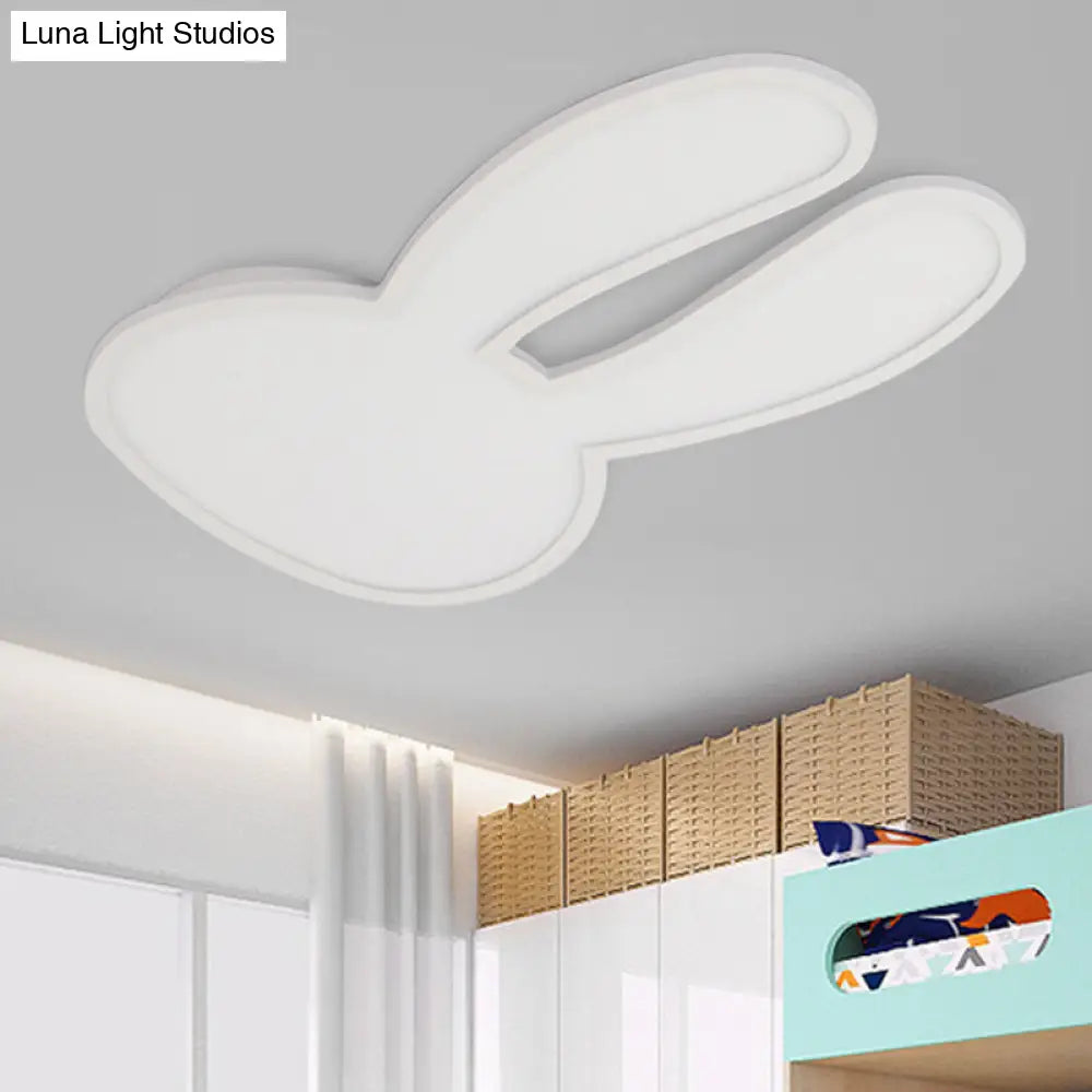 Bunny Ceiling Lamp For Baby Girls Room - Acrylic Led Mount Light With Eye-Care Technology White /