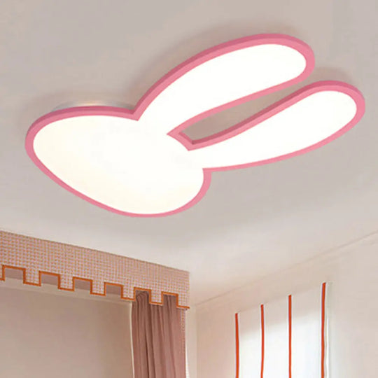 Bunny Ceiling Lamp For Baby Girl’s Room - Acrylic Led Mount Light With Eye-Care Technology Pink /