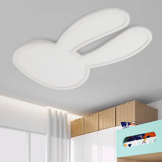 Bunny Ceiling Lamp For Baby Girl’s Room - Acrylic Led Mount Light With Eye-Care Technology White