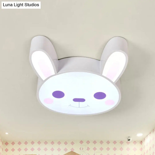 Bunny Girls Bedroom Ceiling Light - Acrylic Animal Fixture In White