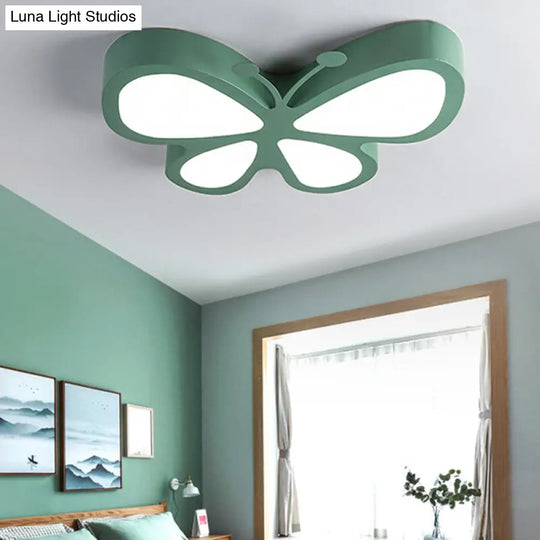 Butterfly Acrylic Metal Led Ceiling Light For Childs Bedroom - Flush Mount
