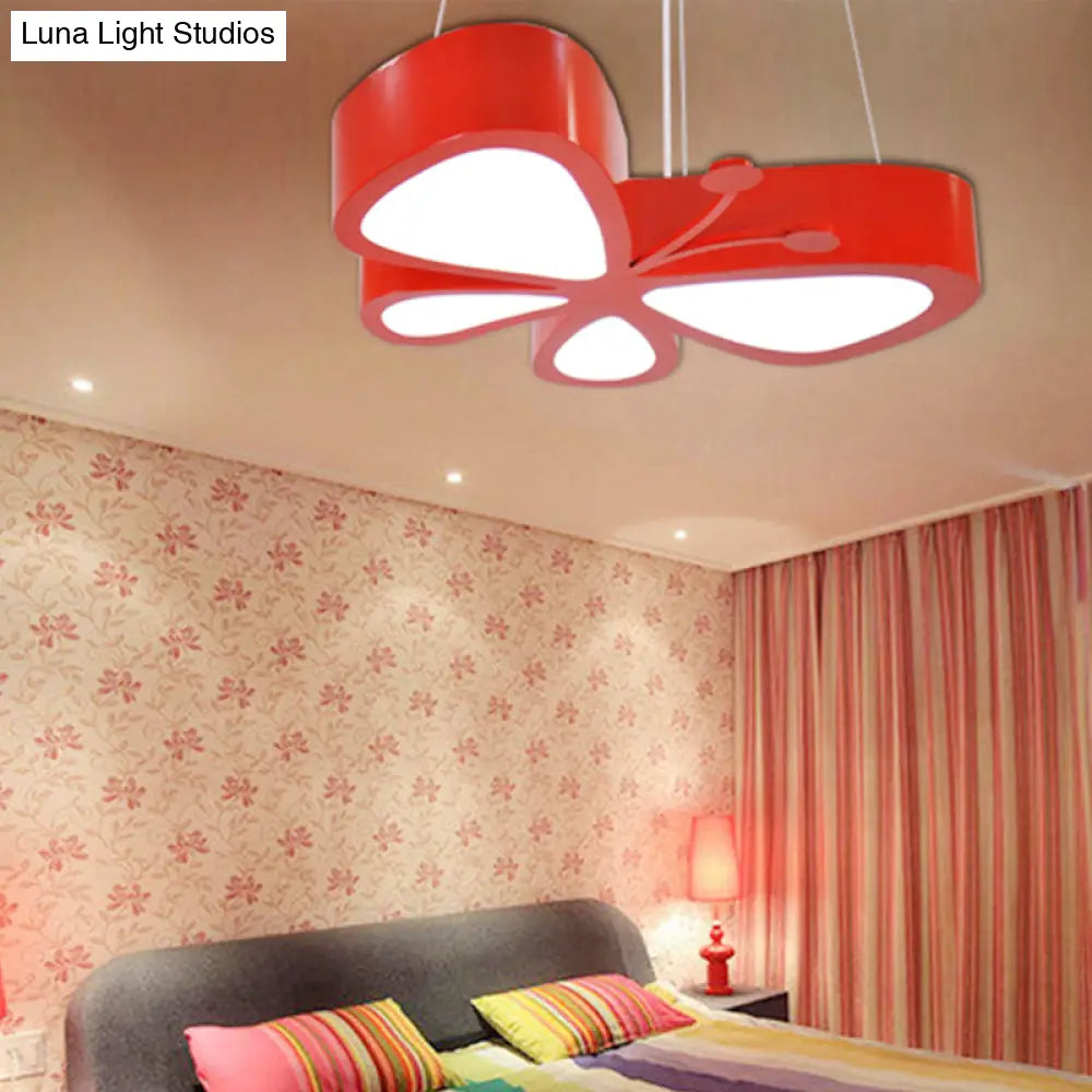 Butterfly Kids Bedroom Pendant Light - Acrylic Led Hanging Lamp