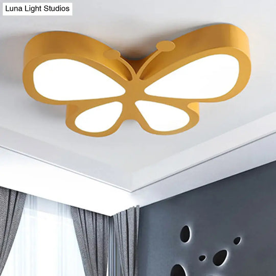 Butterfly Led Ceiling Lamp For Kids In Sweet Macaron Colours Yellow