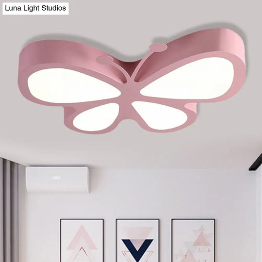 Butterfly Led Ceiling Lamp For Kids In Sweet Macaron Colours Pink