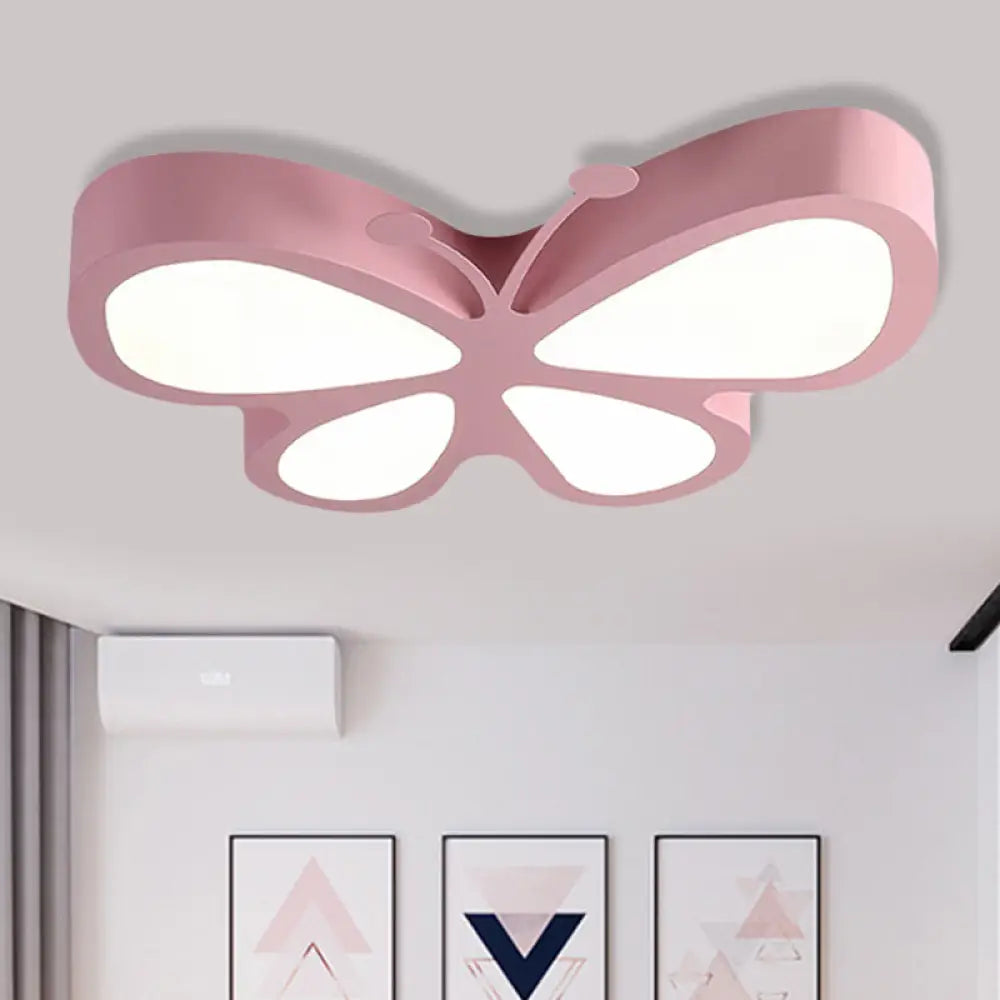 Butterfly Led Ceiling Lamp For Kids In Sweet Macaron Colours Pink