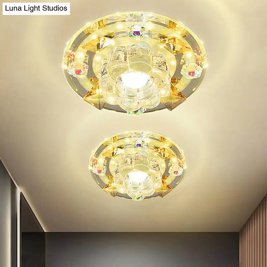 Butterfly Led Flush Mount Lamp - Blue/Amber Crystal Ceiling Light