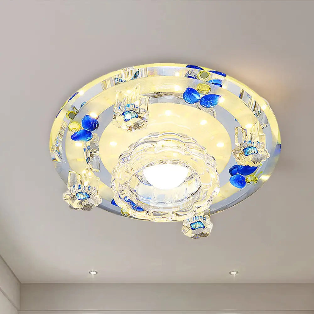 Butterfly Led Flush Mount Lamp - Blue/Amber Crystal Ceiling Light Blue