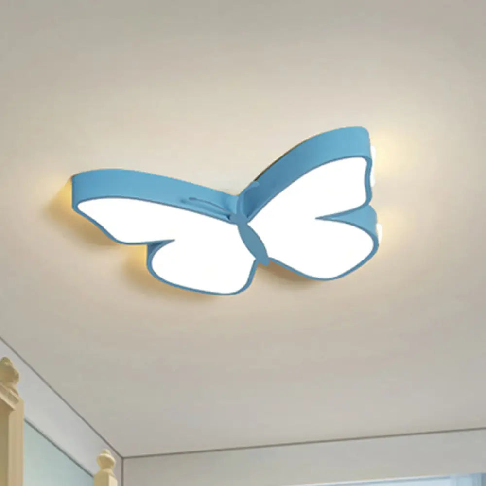 Butterfly Led Flush Mount Lamp In Warm/White Light 19.5’/23.5’ Width - White/Pink/Blue Cartoon