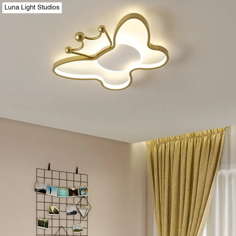 Butterfly Semi Flush Ceiling Lights - Cartoon Aluminum Chandelier For Kids Bedroom