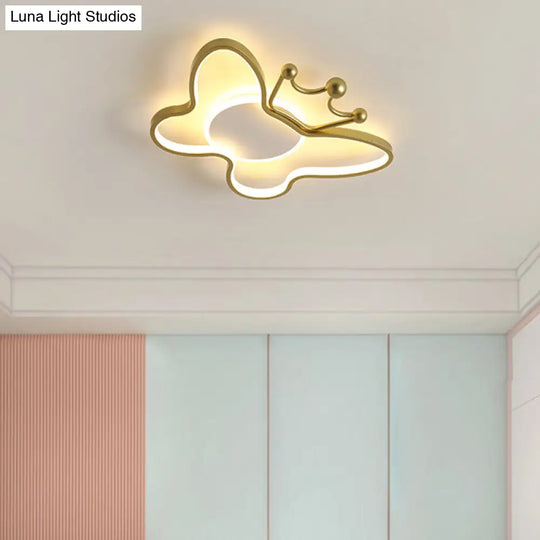 Butterfly Semi Flush Ceiling Lights - Cartoon Aluminum Chandelier For Kids Bedroom