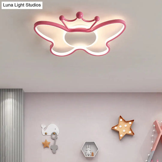 Butterfly Semi Flush Ceiling Lights - Cartoon Aluminum Chandelier For Kids Bedroom