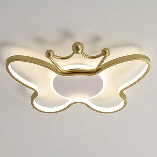 Butterfly Semi Flush Ceiling Lights - Cartoon Aluminum Chandelier For Kids Bedroom Gold / 19.5 Third