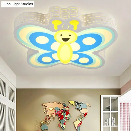 Butterfly Shape Acrylic Yellow Ceiling Light For Kindergarten - Modern Design / Warm