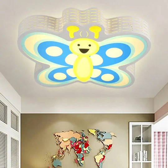 Butterfly Shape Acrylic Yellow Ceiling Light For Kindergarten - Modern Design / Warm