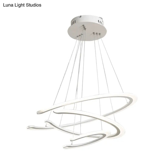 Modern Acrylic Led Dining Room Chandelier - 1/2/3 Light Ring Pendant In Warm/White/Natural