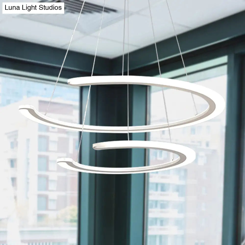 Modern Acrylic Led Dining Room Chandelier - 1/2/3 Light Ring Pendant In Warm/White/Natural