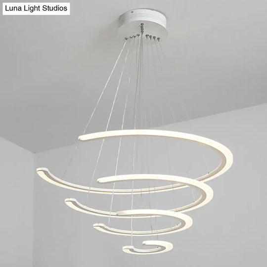 Modern Acrylic Led Dining Room Chandelier - 1/2/3 Light Ring Pendant In Warm/White/Natural 4 / White