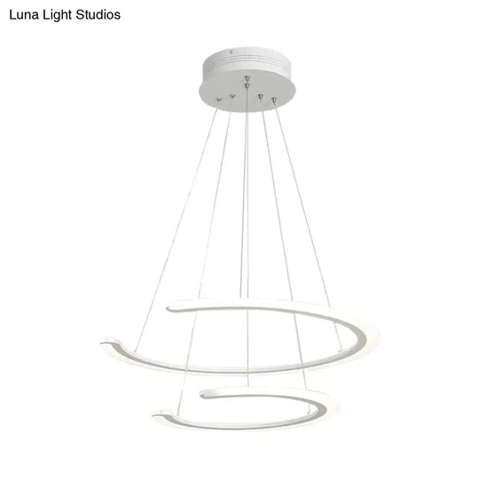 C Ring Dining Room Chandelier Acrylic Led 1/2/3 Light Postmodern Ceiling Pendant In