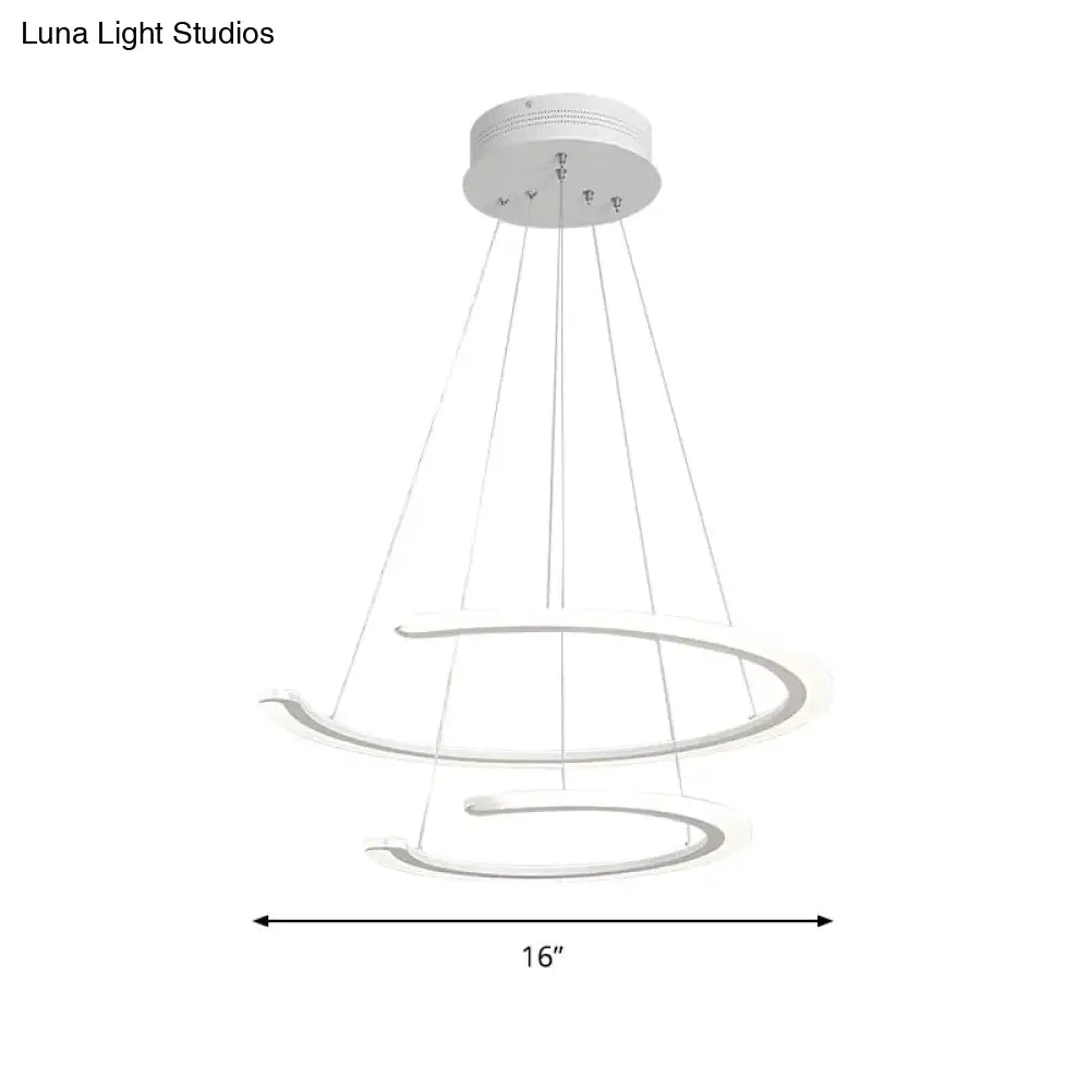 C Ring Dining Room Chandelier Acrylic Led 1/2/3 Light Postmodern Ceiling Pendant In