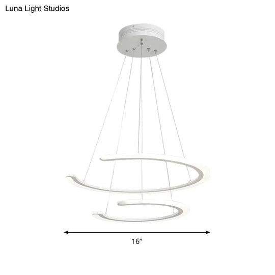 C Ring Dining Room Chandelier Acrylic Led 1/2/3 Light Postmodern Ceiling Pendant In