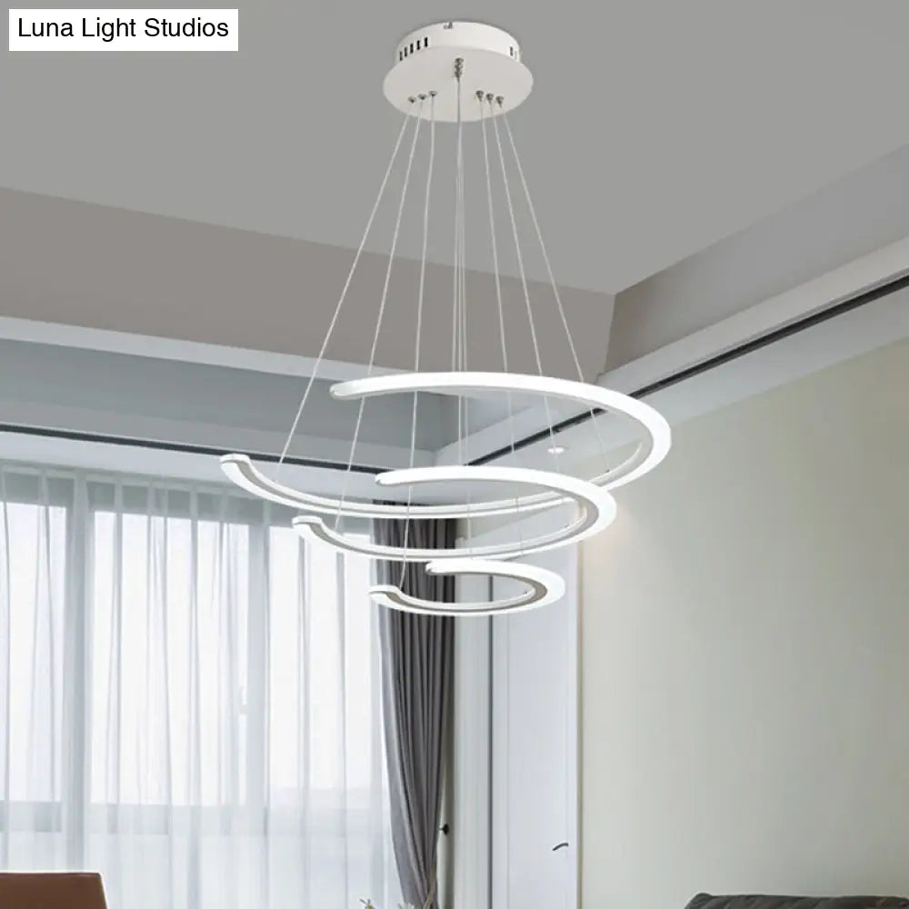 Modern Acrylic Led Dining Room Chandelier - 1/2/3 Light Ring Pendant In Warm/White/Natural 3 / White