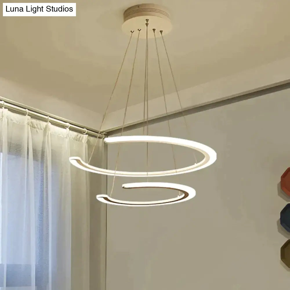 Modern Acrylic Led Dining Room Chandelier - 1/2/3 Light Ring Pendant In Warm/White/Natural