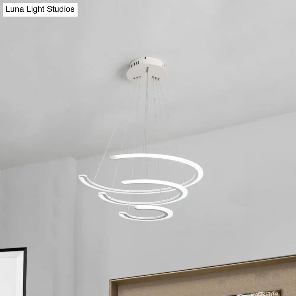 Modern Acrylic Led Dining Room Chandelier - 1/2/3 Light Ring Pendant In Warm/White/Natural