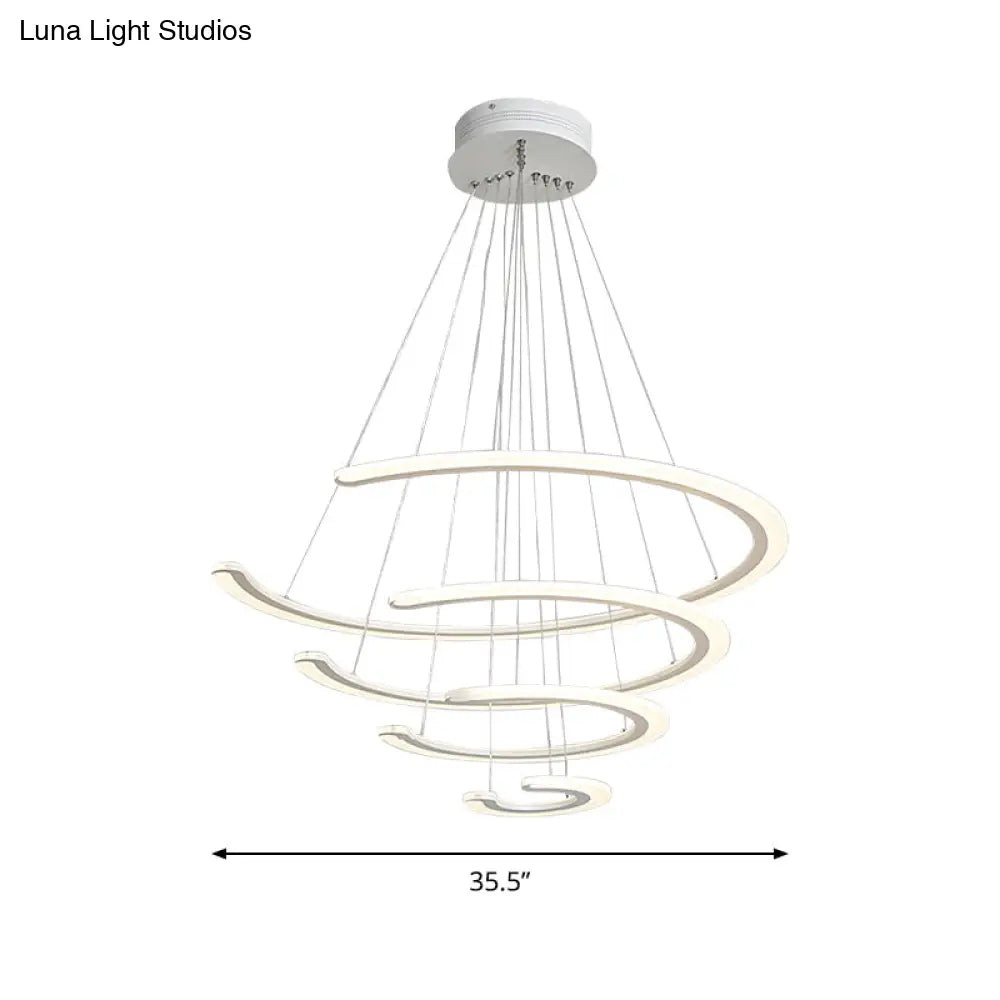 Modern Acrylic Led Dining Room Chandelier - 1/2/3 Light Ring Pendant In Warm/White/Natural