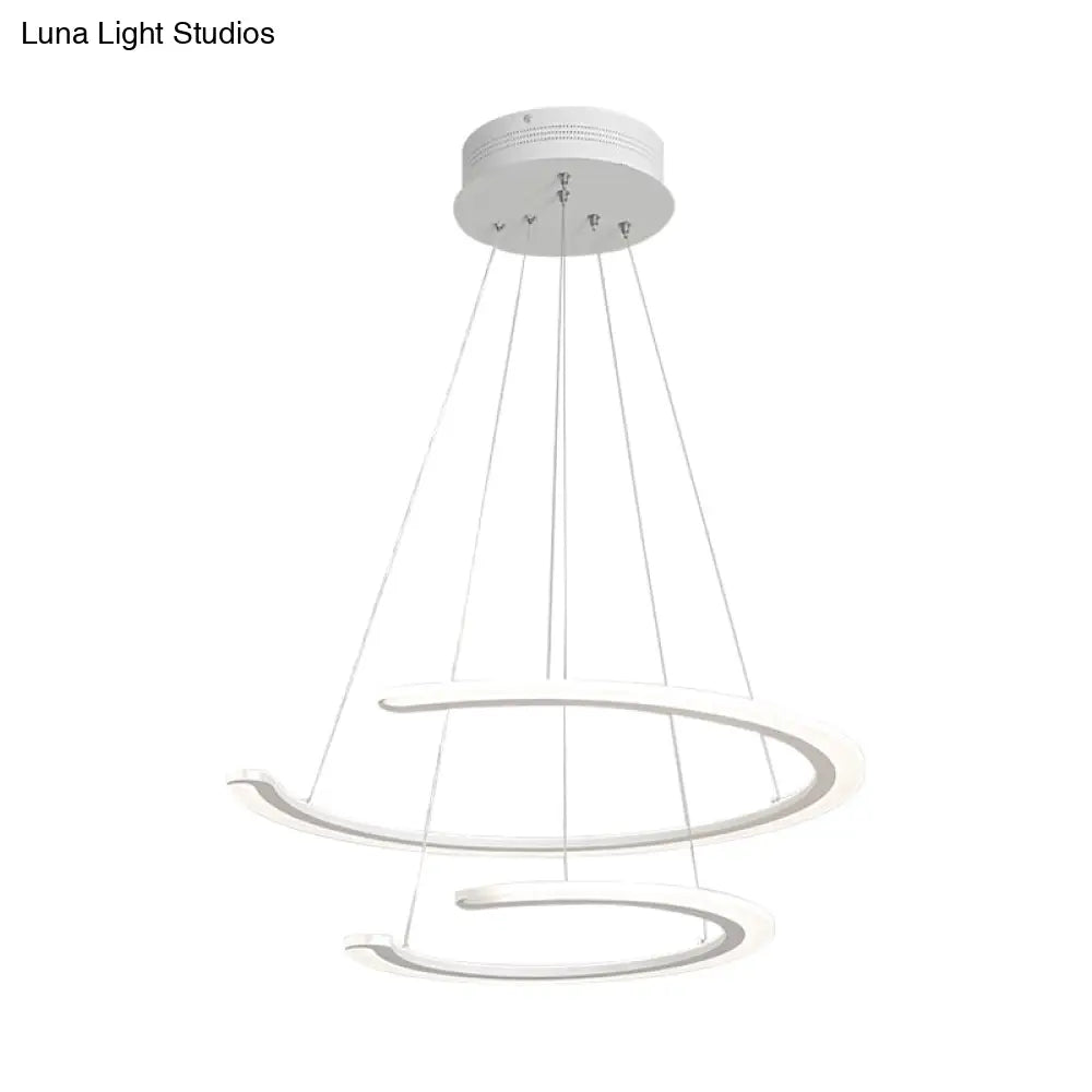 Modern Acrylic Led Dining Room Chandelier - 1/2/3 Light Ring Pendant In Warm/White/Natural