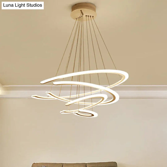 Modern Acrylic Led Dining Room Chandelier - 1/2/3 Light Ring Pendant In Warm/White/Natural