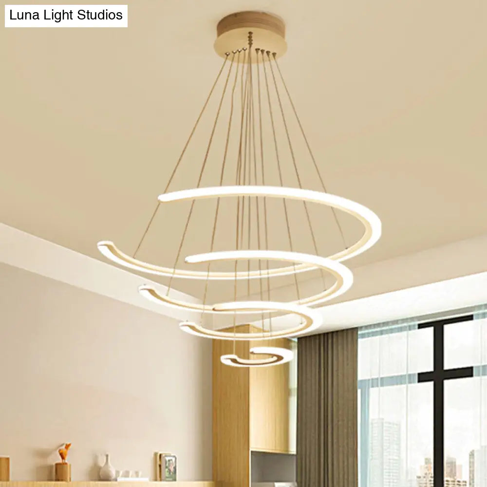 Modern Acrylic Led Dining Room Chandelier - 1/2/3 Light Ring Pendant In Warm/White/Natural