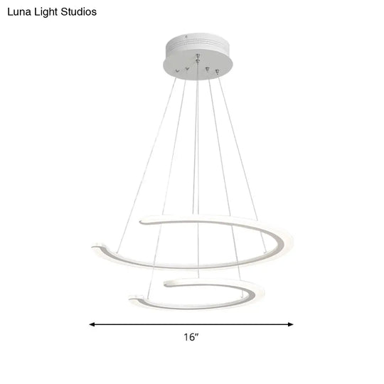 Modern Acrylic Led Dining Room Chandelier - 1/2/3 Light Ring Pendant In Warm/White/Natural