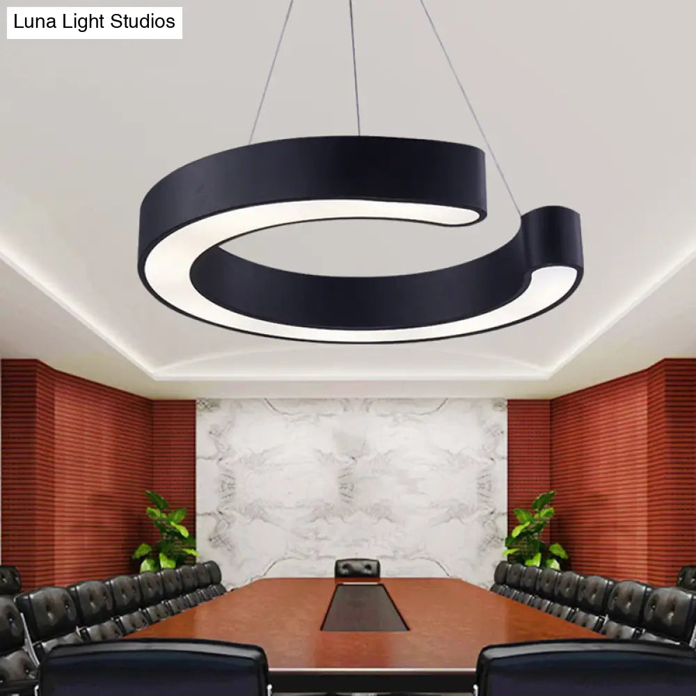 C Shaped Acrylic Led Pendant: Minimalist Black/White Hanging Lamp In Warm/White Light 21.5/31.5 Wide