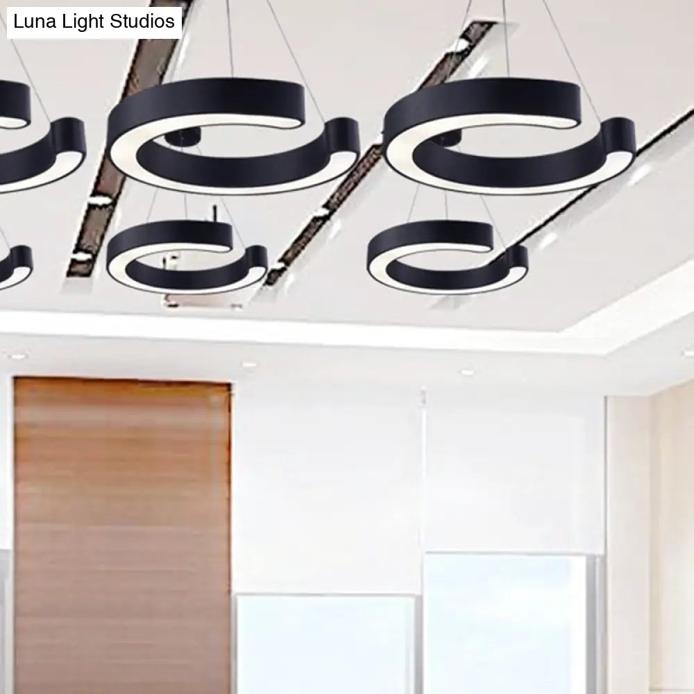 C Shaped Acrylic Led Pendant Lamp - Minimalist Black/White Warm/White Light 21.5’/31.5’ Wide