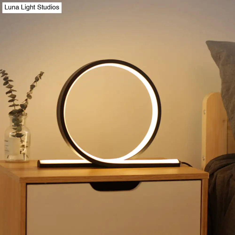 C-Shaped Aluminum Led Table Lamp With Dimmer Switch - Minimalist Style Night Light