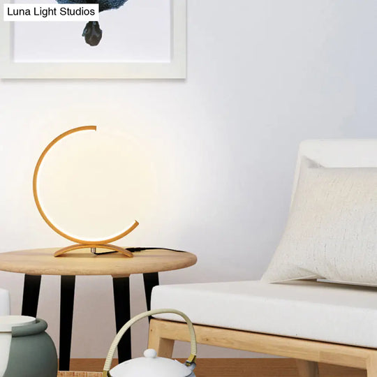 C-Shaped Aluminum Led Table Lamp With Dimmer Switch - Minimalist Style Night Light