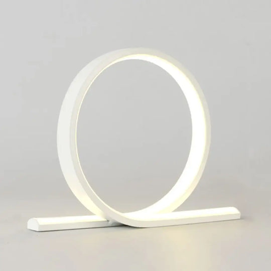 C-Shaped Aluminum Led Table Lamp With Dimmer Switch - Minimalist Style Night Light White