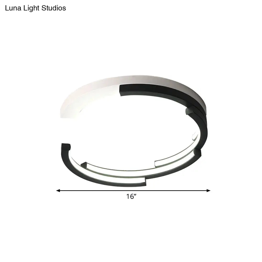 C - Shaped Led Flushmount Ceiling Light – Minimalist Acrylic 16’/19.5’ Wide Black/White 3 Color